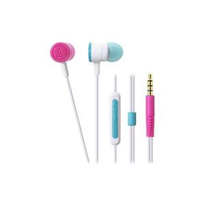 （まとめ） Audio-Technica オーディオテクニカ iPod／iPhone／iPad専用インナーイヤーヘッドホン 「dip neon color」 （ホワイトクレイジー） ATH-CKL220 【×2セット】