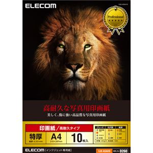 （まとめ） エレコム 光沢写真用紙／印画紙特厚／高耐久／A4／10枚 EJK-ASA410 【×5セット】