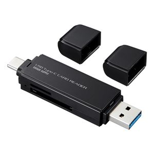 （まとめ） サンワサプライ TYPE-Cコンパクトカードリーダー ADR-3TCMS6BK 【×2セット】