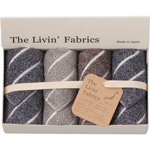 （まとめ） The Livin' Fabrics 今治産タオルハンカチ4P B3097116 【×2セット】