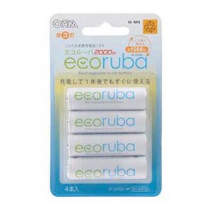 （まとめ） オーム電機 ecoruba ニッケル水素充電池 単3形4本パック BT-JUTG314P 【×5セット】