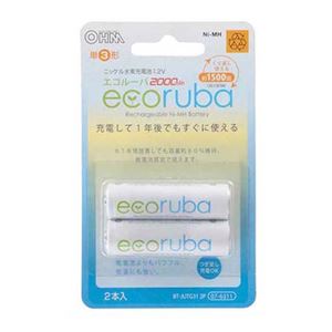 （まとめ） オーム電機 ecoruba ニッケル水素充電池 単3形2本パック BT-JUTG312P 【×5セット】