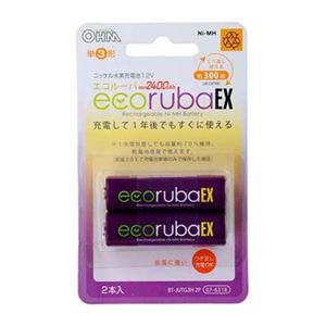 （まとめ） オーム電機 ecorubaEX ニッケル水素充電池 大容量タイプ 単3形2本パック BT-JUTG3H2P 【×5セット】