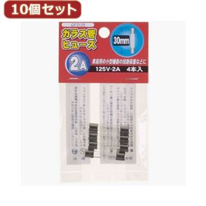 （まとめ）YAZAWA 10個セットガラス管ヒューズ30mm 125V GF08125X10【×2セット】