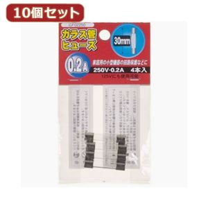 （まとめ）YAZAWA 10個セットガラス管ヒューズ30mm 250V GF02250X10【×2セット】