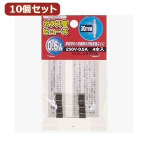 （まとめ）YAZAWA 10個セットガラス管ヒューズ30mm 250V GF06250X10【×2セット】