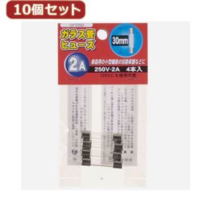 （まとめ）YAZAWA 10個セットガラス管ヒューズ30mm 250V GF2250X10【×2セット】