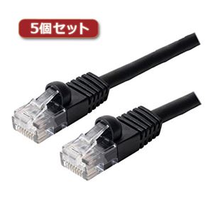 （まとめ）5個セット ミヨシ カテ6ストレートLANケーブル 1m ブラック TWN-601BKX5【×2セット】