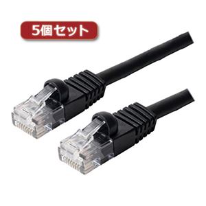 （まとめ）5個セット ミヨシ カテ6ストレートLANケーブル 2m ブラック TWN-602BKX5【×2セット】