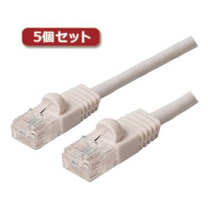 （まとめ）5個セット ミヨシ カテ6ストレートLANケーブル 2m ホワイト TWN-602WHX5【×2セット】