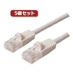 （まとめ）5個セット ミヨシ カテ6ストレートLANケーブル 3m ホワイト TWN-603WHX5【×2セット】