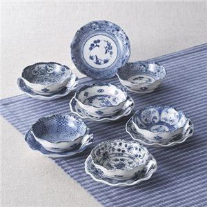 （まとめ）絵変り波型小皿小付揃【×2セット】