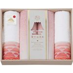（まとめ）富士山染め フェイスタオル4P（木箱入） レッド FJK4830 C7131648 B3121117【×2セット】