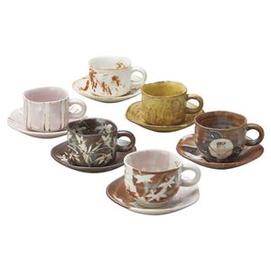 窯変手造りコーヒー碗皿6客揃