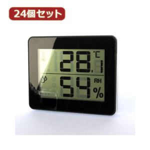 YAZAWA 24個セット デジタル温湿度計 ブラック DO01BKX24