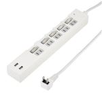 5個セット YAZAWA 個別スイッチ付5AC2USB3.4A2m ホワイト Y02KS752WH2UX5