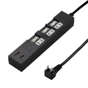 5個セット YAZAWA 個別スイッチ付3AC2USB3.4A2m ブラック Y02KS532BK2UX5