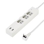 5個セット YAZAWA 個別スイッチ付3AC2USB3.4A2m ホワイト Y02KS532WH2UX5