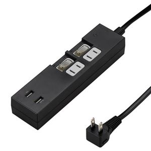 5個セット YAZAWA 個別スイッチ付2AC2USB3.4A2m ブラック Y02KS422BK2UX5
