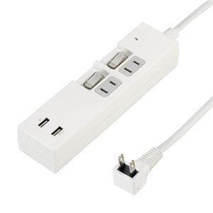 5個セット YAZAWA 個別スイッチ付2AC2USB3.4A2m ホワイト Y02KS422WH2UX5