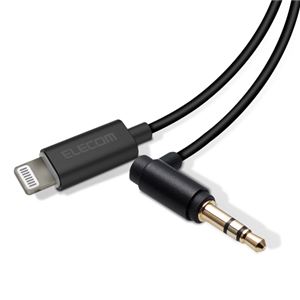 5個セット エレコム AUXケーブル/Lightning-φ3.5オス（L字）/スリムデザイン/1.0m/ブラック AX-L35DL10BKX5