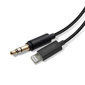 5個セット エレコム AUXケーブル/Lightning-φ3.5オス/スリムデザイン/0.5m/ブラック AX-L35D05BKX5