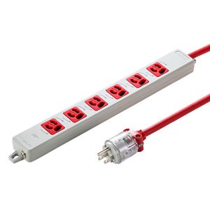 サンワサプライ 医用接地プラグ付き電源タップ レッド TAP-HPM6-5R