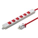 サンワサプライ 医用接地プラグ付き電源タップ レッド TAP-HPM6-5R