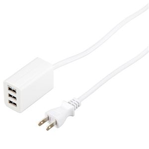 5個セット YAZAWA USBタップ3ポート3.4A2mホワイト H73023UWHX5