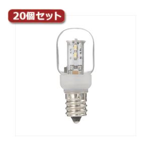 YAZAWA ナツメ形LEDランプ電球色E12クリア20個セット LDT1LG20E12X20