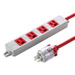 サンワサプライ 医用接地プラグ付き電源タップ レッド TAP-HPM4-5R