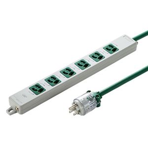 サンワサプライ 医用接地プラグ付き電源タップ グリーン TAP-HPM6-1G
