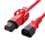 サンワサプライ 抜け防止ロック式電源コード （ロックプラス） レッド APW15-C14C13LP18R