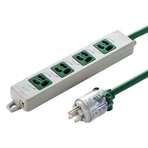 サンワサプライ 医用接地プラグ付き電源タップ グリーン TAP-HPM4-1G