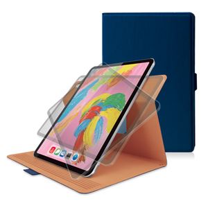 エレコム iPad Pro 11インチ 2018年モデル/フラップカバー/ソフトレザー/360度回転/スリープ対応/ブルー TB-A18MWVSMBU