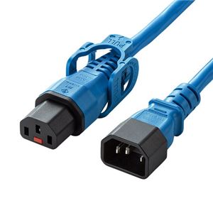 サンワサプライ 抜け防止ロック式電源コード （ロックプラス） ブルー APW15-C14C13LP6BL