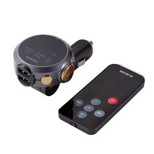 エレコム FMトランスミッター/Bluetooth/USB2ポート付/2.4A/おまかせ充電/重低音モード対応イコライザー付/リモコン付/141チャンネル/ブラック LAT-FMBTB05RBK