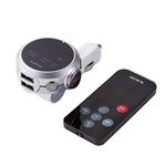 エレコム FMトランスミッター/Bluetooth/USB2ポート付/2.4A/おまかせ充電/重低音モード対応イコライザー付/リモコン付/141チャンネル/シルバー LAT-FMBTB05RSV