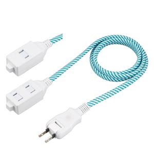 5個セット YAZAWA ファブコード3個口1m グリーン＆ホワイト H8FB301GWX5
