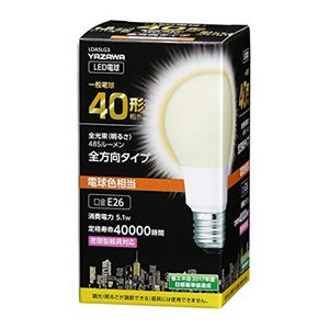 5個セット YAZAWA 一般電球形LED 40W相当 電球色 LDA5LG3X5
