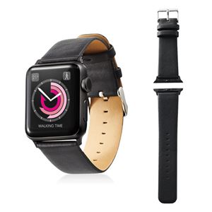 エレコム Apple Watch 38mm/ソフトレザーバンド/フラットスクエアタイプ/ブラック AW-38BDLFSBK