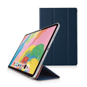 エレコム iPad Pro 11インチ 2018年モデル/フラップカバー/背面クリア/ソフトレザー/2アングル/スリープ対応/ブルー TB-A18MWVBU