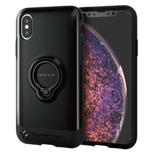 エレコム iPhone XS/TOUGH SLIM/リング付/ブラック PM-A18BTSRBK