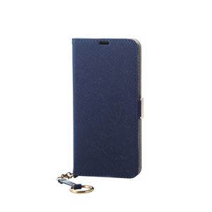 エレコム AQUOS sense2/ソフトレザーカバー/女子向/磁石/ストラップ付/ネイビー PM-SH01LPLFJNV