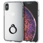 （まとめ）エレコム iPhone XS/ハイブリッドケース/リング付/ブラック PM-A18BHVCRBK【×2セット】