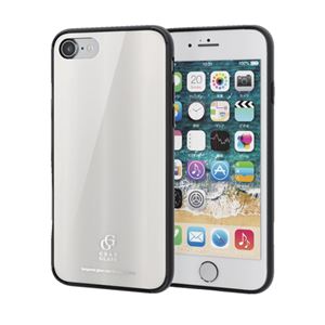 （まとめ）エレコム iPhone 8/ハイブリッドケース/ガラス/背面デザイン/メタリック調/ホワイト PM-A17MHVCG4WH【×2セット】