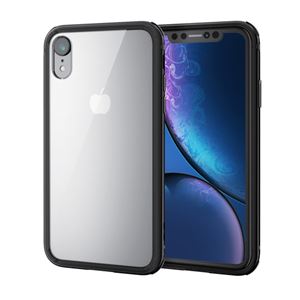 （まとめ）エレコム iPhone XR/ハイブリッドケース/アルミバンパー/ブラック PM-A18CHVBABK【×2セット】