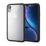 （まとめ）エレコム iPhone XR/ハイブリッドケース/アルミバンパー/ブラック PM-A18CHVBABK【×2セット】