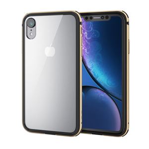 （まとめ）エレコム iPhone XR/ハイブリッドケース/アルミバンパー/ゴールド PM-A18CHVBAGD【×2セット】