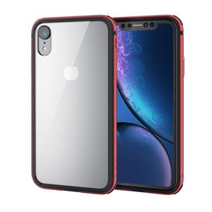 （まとめ）エレコム iPhone XR/ハイブリッドケース/アルミバンパー/レッド PM-A18CHVBARD【×2セット】